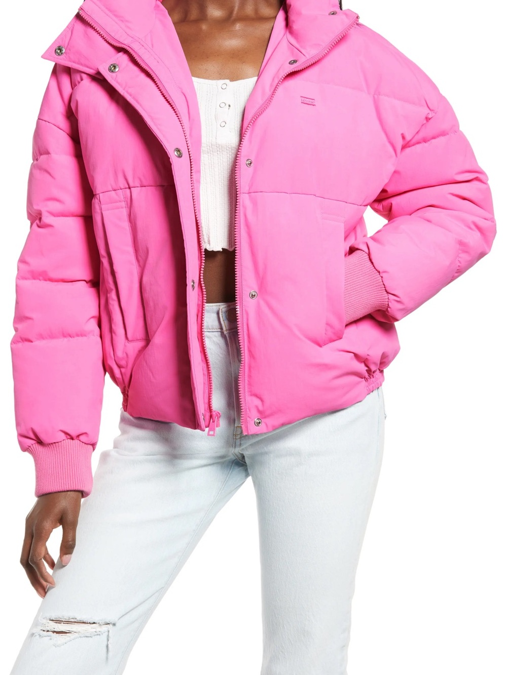 Levi’s Cinch Waist Puffer Jacket Hot Pink Size S